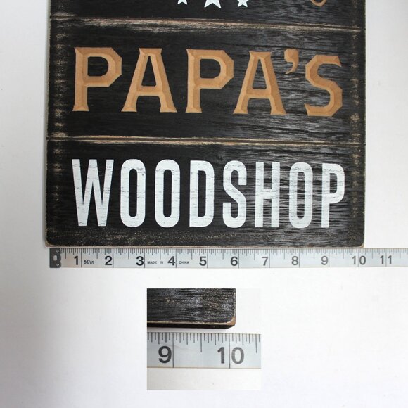 Welcome To Papa's Woodshop Square Sign Ready To Hang - Picture 3 of 6